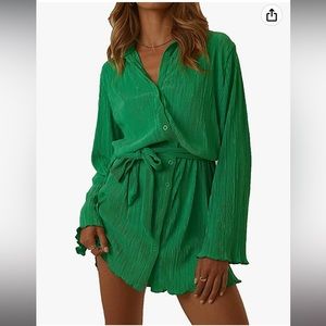 Green Tie Button up dress!